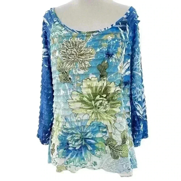 Kaktus womens tops size L multicolored floral lightweight costal granny - Picture 8 of 8